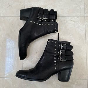 Black Studded Stuart Weitzman Moto Boots